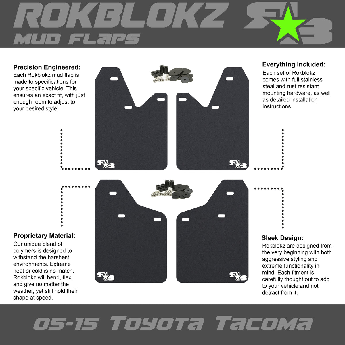 RokBlokz - Toyota Tacoma (2nd Gen) 2005-2015 Mud Flaps