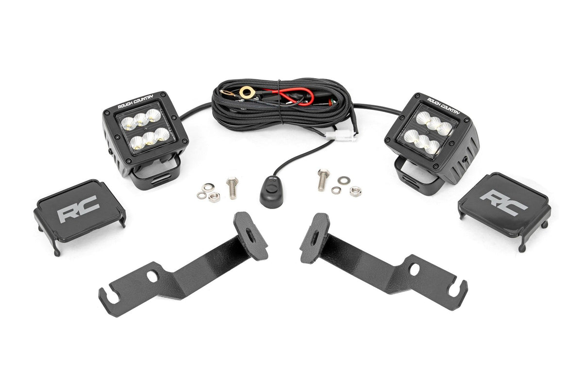 LED Light Kit | Ditch Mount | 2&quot; Black Pair | Flood | Toyota Tacoma (05-15)
