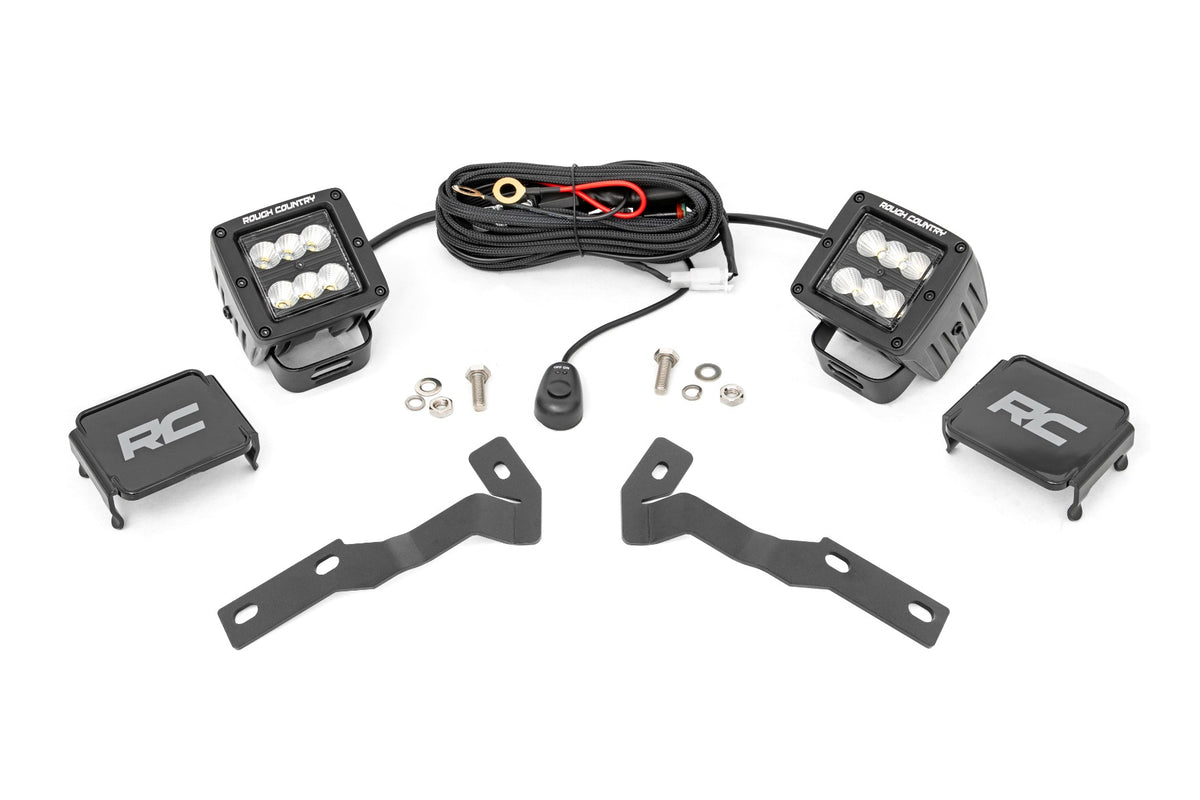LED Light Kit | Ditch Mount | 2&quot; Black Pair | Flood | Toyota Tacoma (16-23)