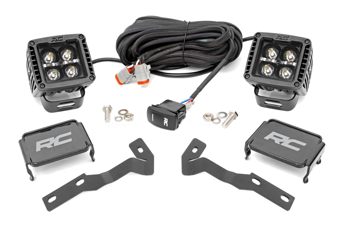 LED Light Kit | Ditch Mount | 2&quot; Black Pair | Amber DRL | Toyota Tacoma (16-23)