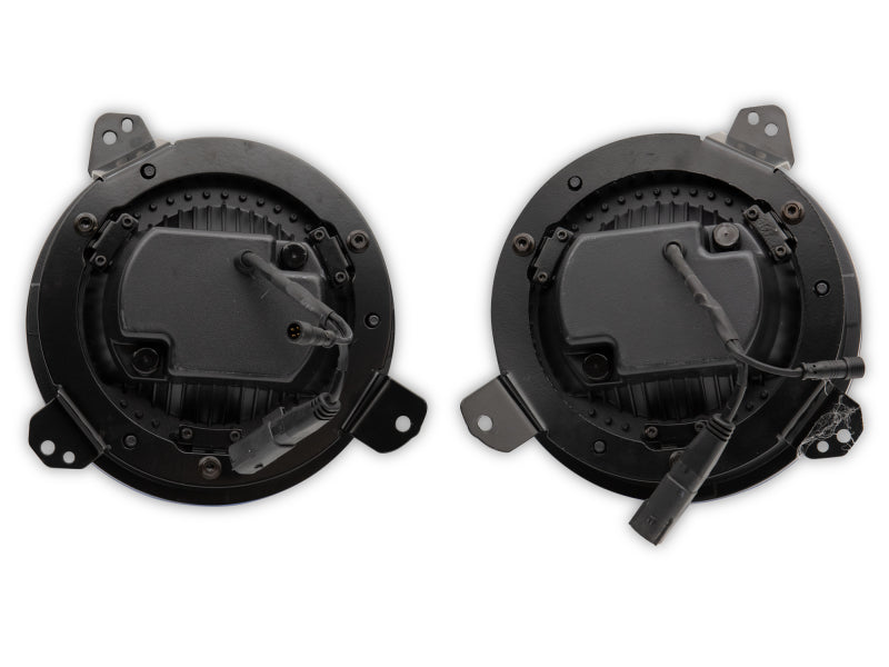 Raxiom 18-22 Jeep Wrangler JL/JT Axial 9-Inch LED Headlights w/RGB Halo- Blk Housing (Clear Lens) - J142668
