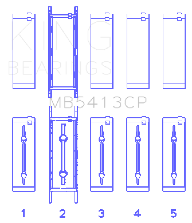 King Opel LNF / LSJ / L42/61 / Z22SE Crankshaft Main Bearing Set (Set of 5) - MB5413CP