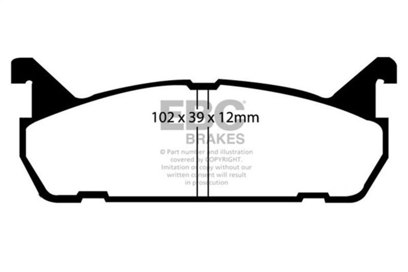 EBC 90-93 Geo Storm 1.6 Ultimax2 Front Brake Pads - UD525 for 1990-1994 Mazda Miata - front view