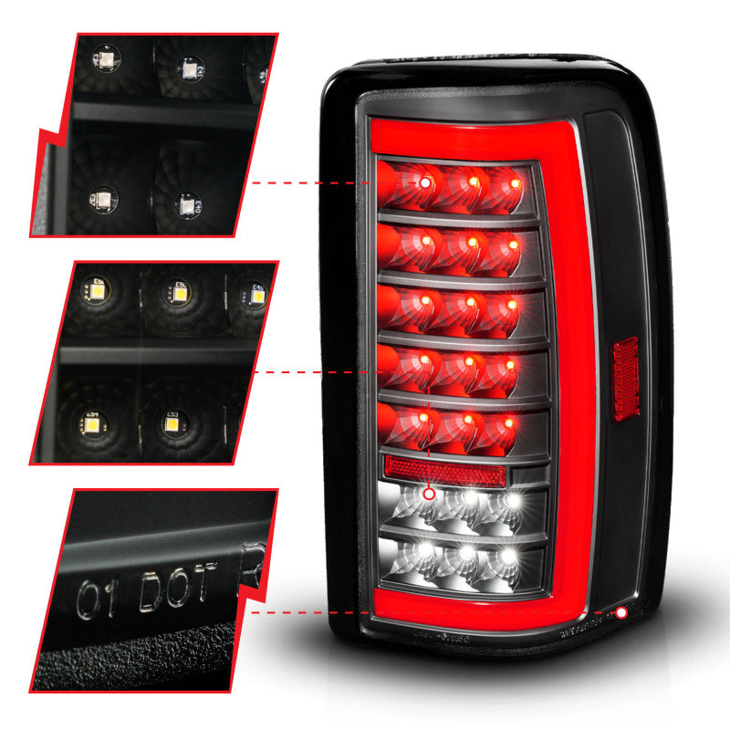 ANZO 00-06 Chevrolet Tahoe / GMC Yukon Full LED Taillights w/ Lightbar Black Housing/Clear Lens - 311448