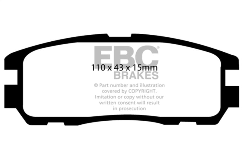 EBC 96-98 Acura SLX 3.2 Ultimax2 Rear Brake Pads - UD580 for 1993-2004 Isuzu Rodeo - front view