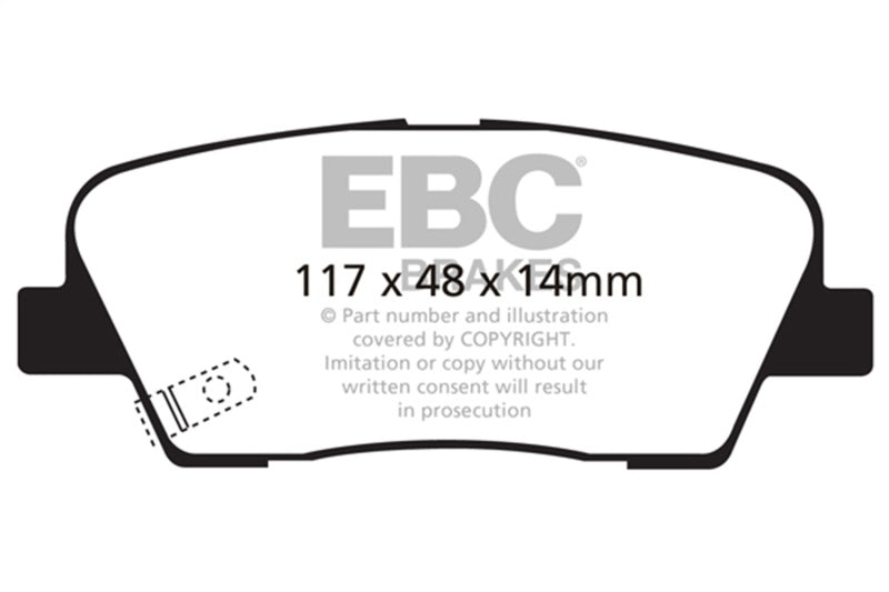 EBC 2009-2016 Hyundai Genesis Coupe 2.0L Turbo Ultimax2 Rear Brake Pads - UD1387 for 2010-2016 Hyundai Genesis Coupe - front