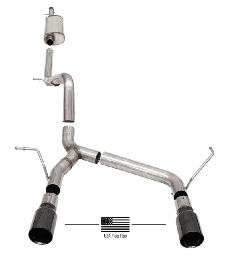 Corsa 2018-2024 Jeep Wrangler JLU 3.6L 2.75in Sport Cat-Back Exhaust w/ Black Tips - 21124BLKUSA