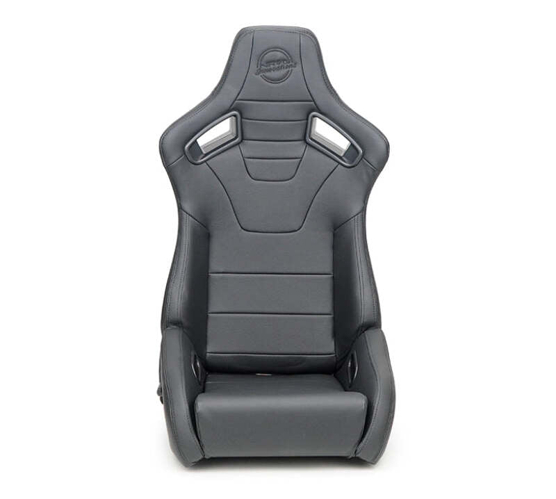 NRG Omega Reclinable Racing Seat (Pair) Black with Black Carbon Vinyl Back - RSC-750BK/BK L/R - close-up view