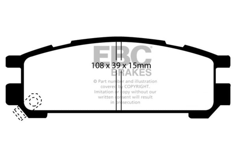 EBC 93-96 Subaru Impreza 1.8 Ultimax2 Rear Brake Pads - UD471 for 1991-2001 Subaru Legacy - front view