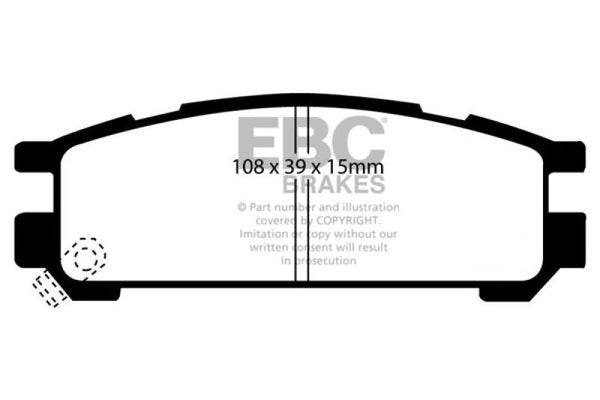 EBC 93-96 Subaru Impreza 1.8 Ultimax2 Rear Brake Pads - UD471 for 1991-2001 Subaru Legacy - front view