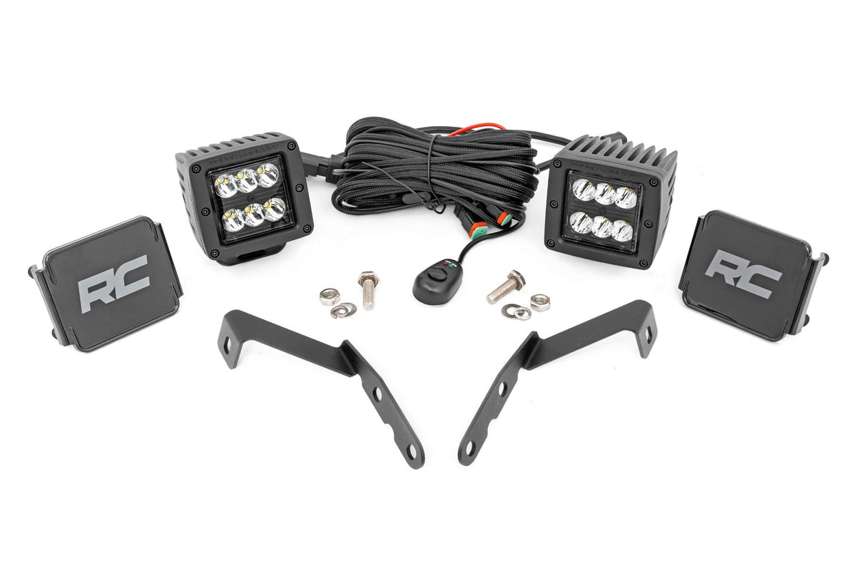 LED Light Kit | Ditch Mount | 2&quot; Black Pair | Spot | Chevy 1500 &amp; Chevy/GMC 2500HD/3500HD (07-14)