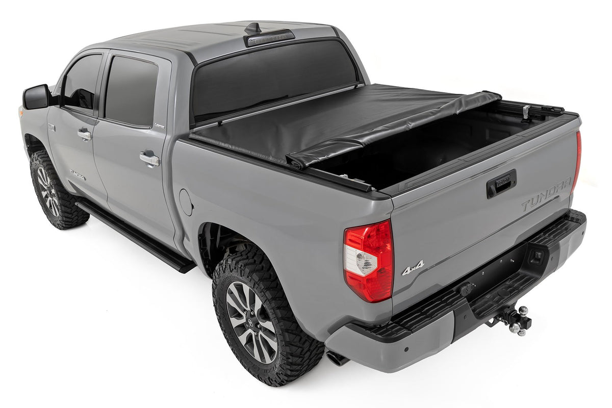 Rough Country - Soft Roll Up Bed Cover - 5'7" Bed - Toyota Tundra 2WD/4WD (2007-2021) - 42419550 for 2007-2021 Toyota Tundra 