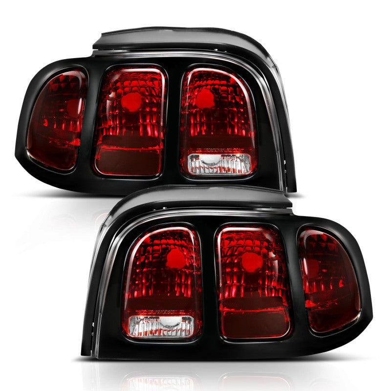 ANZO 1994-1998 Ford Mustang Taillight Dark Red Lens (OE Style) - 321350