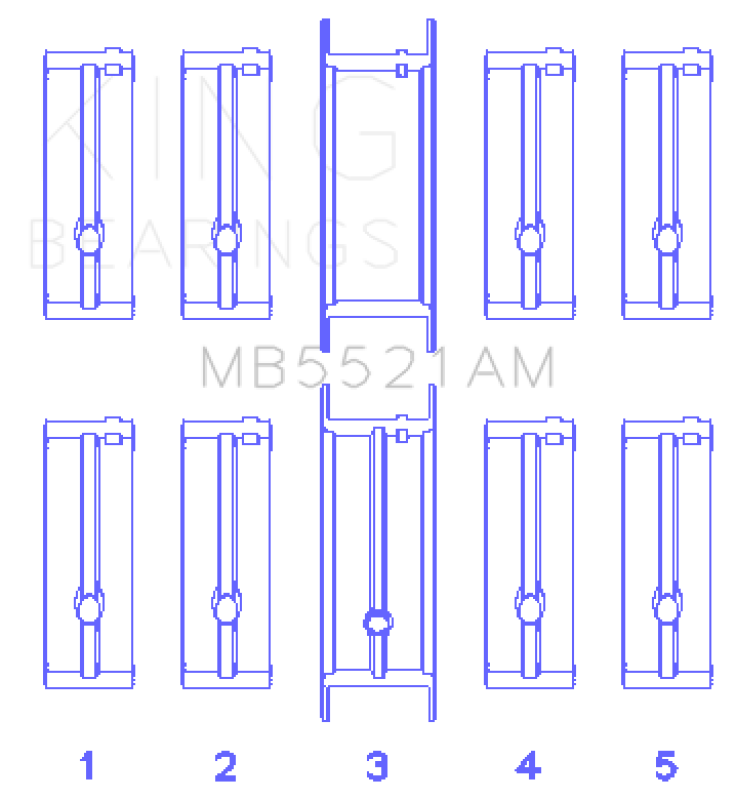 King Engine Bearings Chrysler 2.2 (Size +0.75mm) Main Bearing Set - MB5521AM0.75