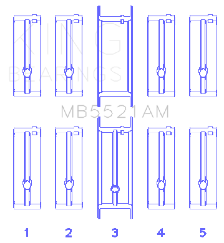 King Engine Bearings Chrysler 2.2 (Size +0.25mm) Main Bearing Set - MB5521AM0.25