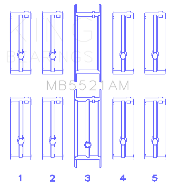 King Engine Bearings Chrysler 2.2 (Size +0.25mm) Main Bearing Set - MB5521AM0.25