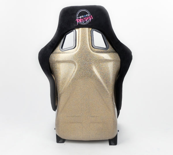 NRG FRP Bucket Seat ULTRA Edition - Large (Black Alcantara/Gold Glitter Back) - FRP-302BK-ULTRA - front view