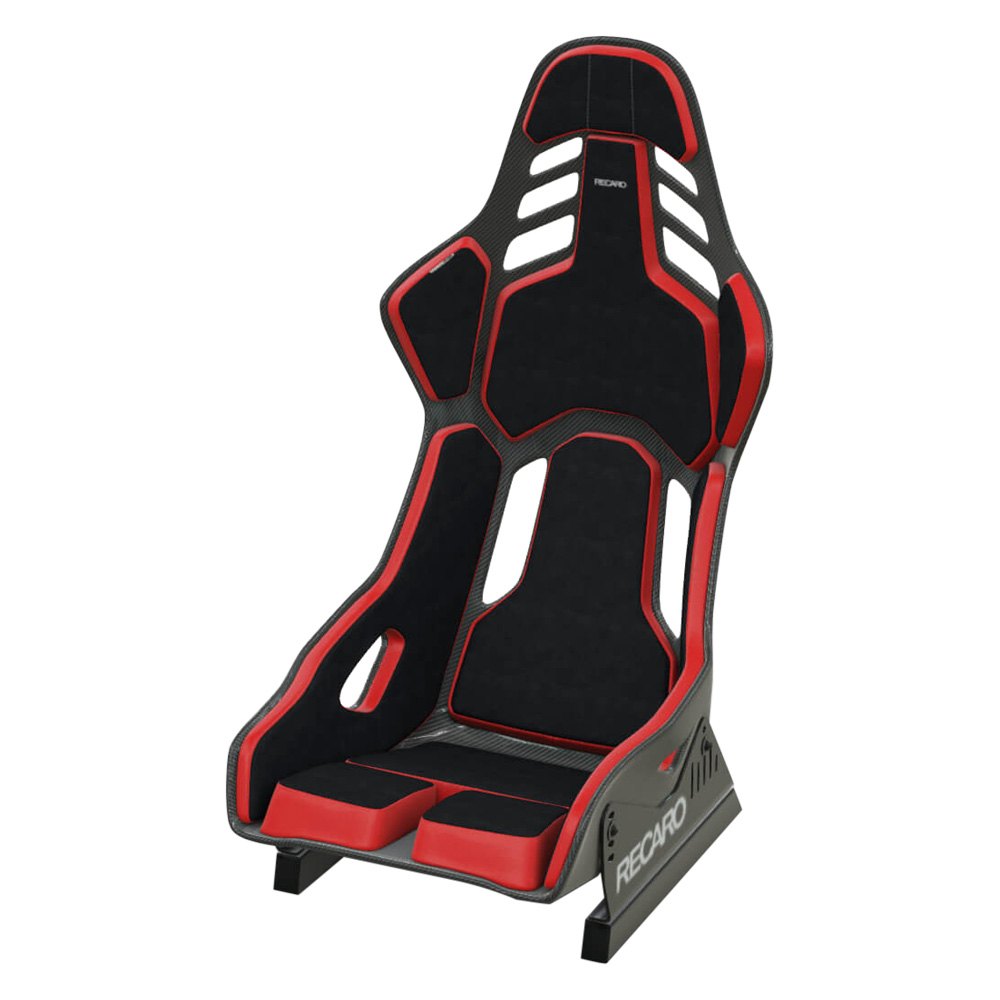 Recaro Podium CFK (CF/Kevlar) FIA/ABE Medium/Right Hand Seat - Alcantara Blk/Leather Red - 078.61.2B22-01