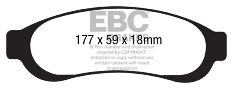 EBC 05-07 Ford F350 (inc Super Duty) 5.4 DRW 2WD Extra Duty Rear Brake Pads - ED91779 for 2005-2010 Ford F 350 - front view
