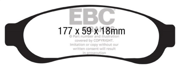 EBC 05-07 Ford F350 (inc Super Duty) 5.4 DRW 2WD Ultimax2 Rear Brake Pads - UD1067 for 2005-2010 Ford F 350 - front view