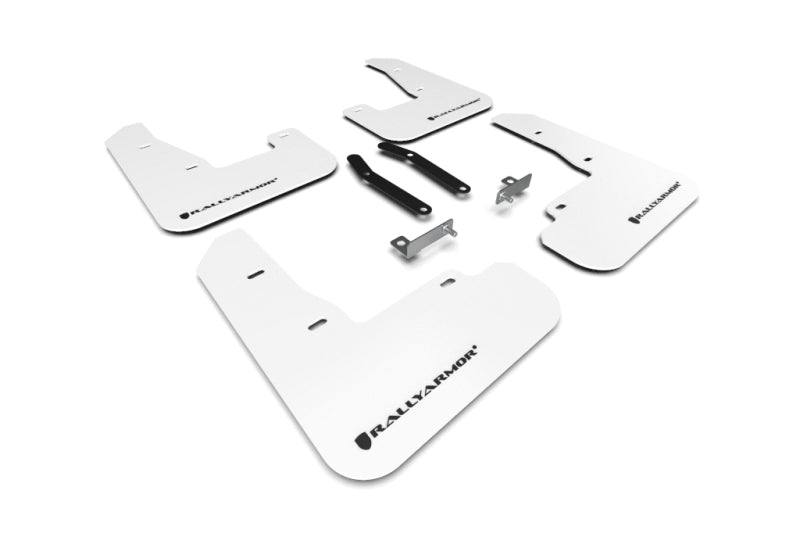 Rally Armor 19-21 Hyundai Elantra GT N Line/i30 White UR Mud Flap w/Black Logo - MF59-UR-WH/BLK