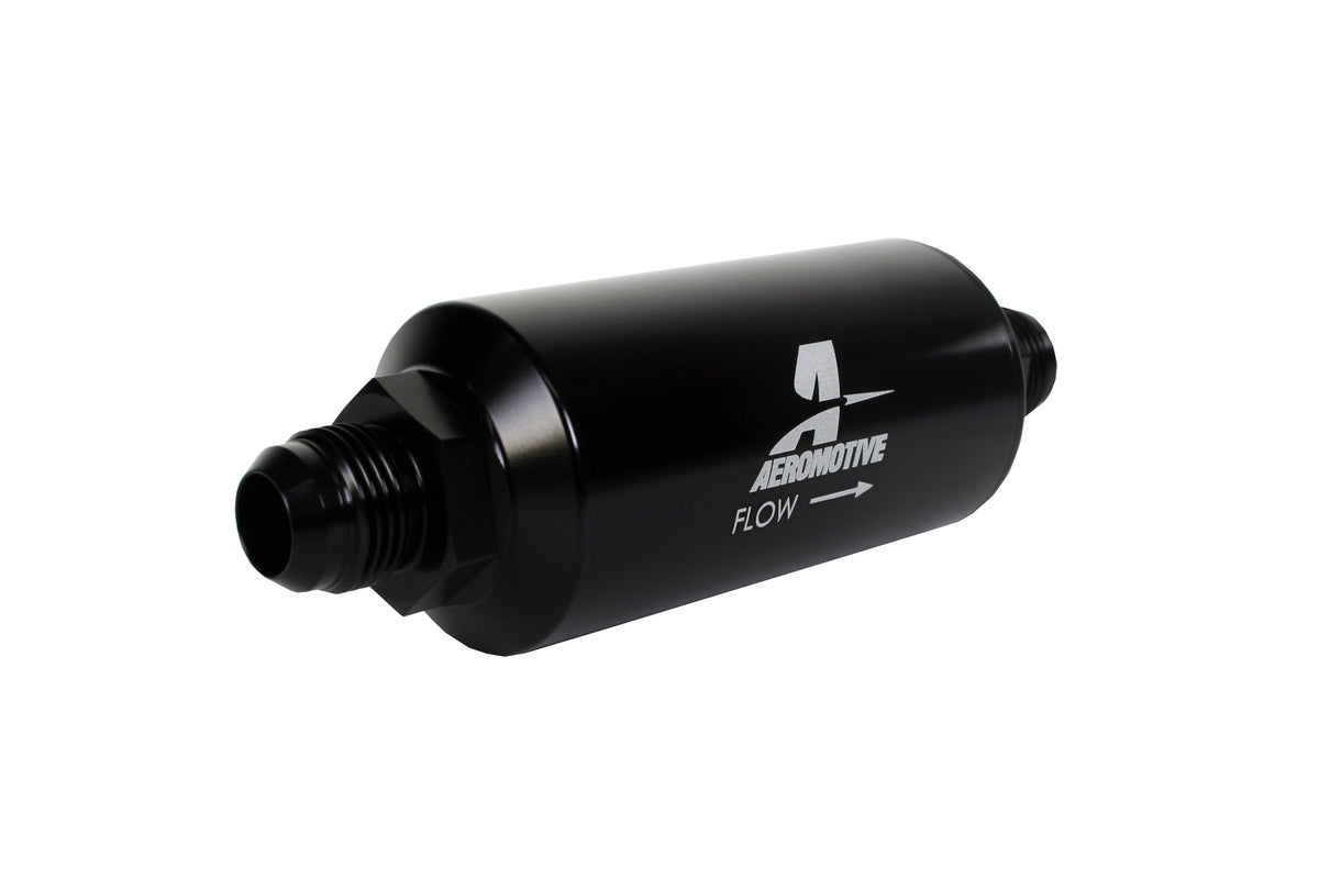 Aeromotive In-Line Filter - (AN -10 Male) 10 Micron Fabric Element Bright Dip Black Finish - 12387