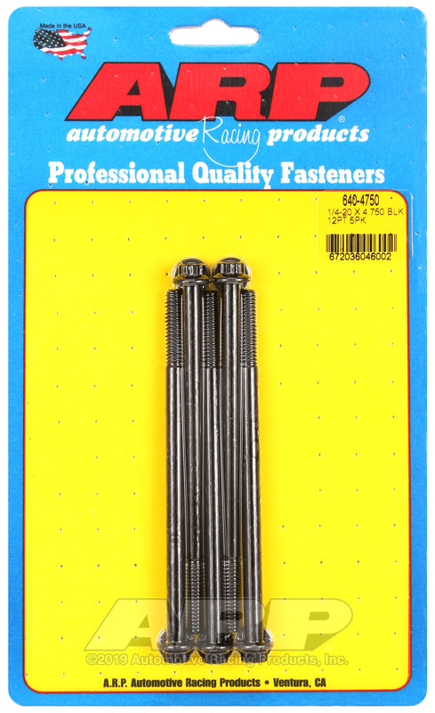 ARP 1/4-20 x 4.750 12pt black oxide bolts - 640-4750