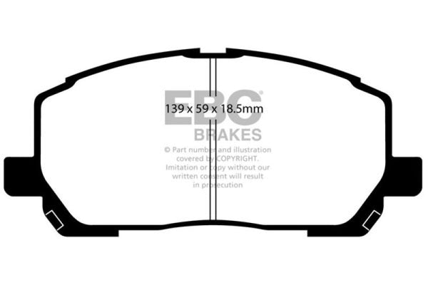 EBC 00-03 Toyota Highlander 2.4 2WD Greenstuff Front Brake Pads - DP61634 for 2001-2007 Toyota Highlander - front view