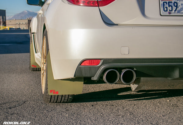 RokBlokz - Subaru WRX/STI Sedan 2011-2014 Rally Mud Flaps for 2011-2014 Subaru WRX - front view