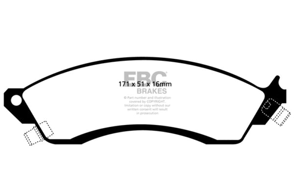 EBC 85-88 Chevrolet Camaro (3rd Gen) 2.8 (Performance Package) Ultimax2 Front Brake Pads - UD412 for 1994-2004 Ford Mustang -