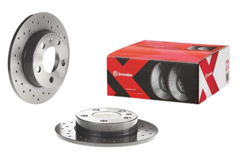 Brembo 10-13 Audi A3/15-18 A3 Quattro Rear Premium Xtra Cross Drilled UV Coated Rotor - 08.B413.1X