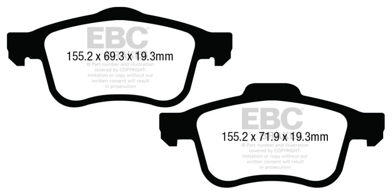 EBC 13+ Fiat 500L 1.4 Turbo Greenstuff Front Brake Pads - DP23026