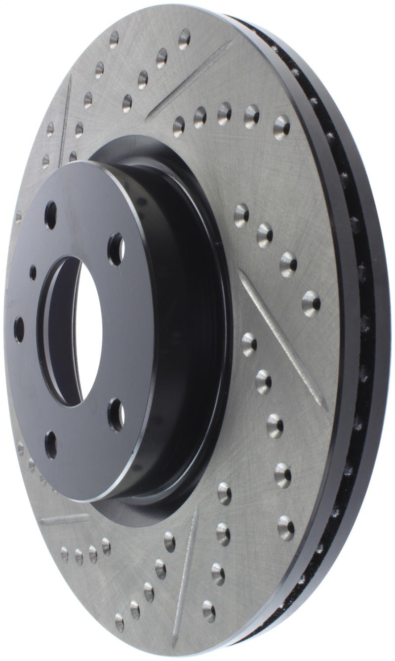 StopTech 1/02-05 Infiniti G35 (alloy disc) / 6/02-05 Nissan 350Z Slotted &amp; Drilled Right Front Rotor - 127.42074R