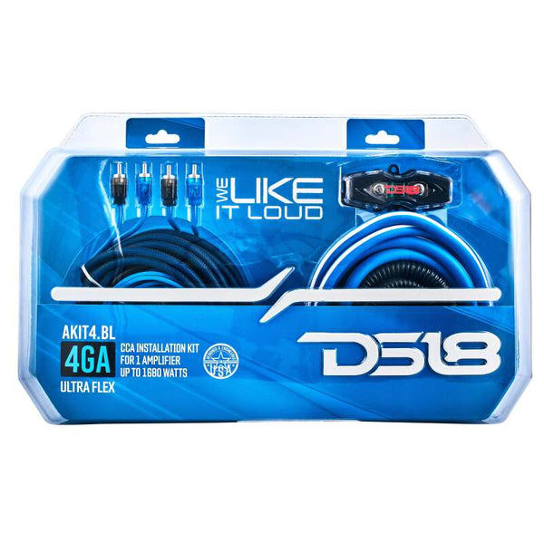 DS18 4-GA Amplifier Install Kit Advance- Blue - AKIT4.BL - front view