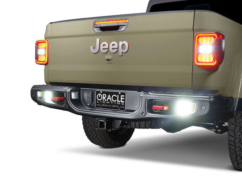 Oracle Jeep Gladiator JT Rear Bumper LED Reverse Lights w/ Plug &amp; Play Harness - 6000K SEE WARRANTY - 5881-504