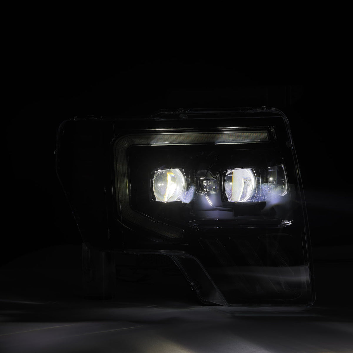 AlphaRex 09-14 Ford F-150 LUXX LED Proj Headlights Plank Style Jet Blk w/Activ Light/Seq Signal/DRL - 880090 for 2009-2014 Fo