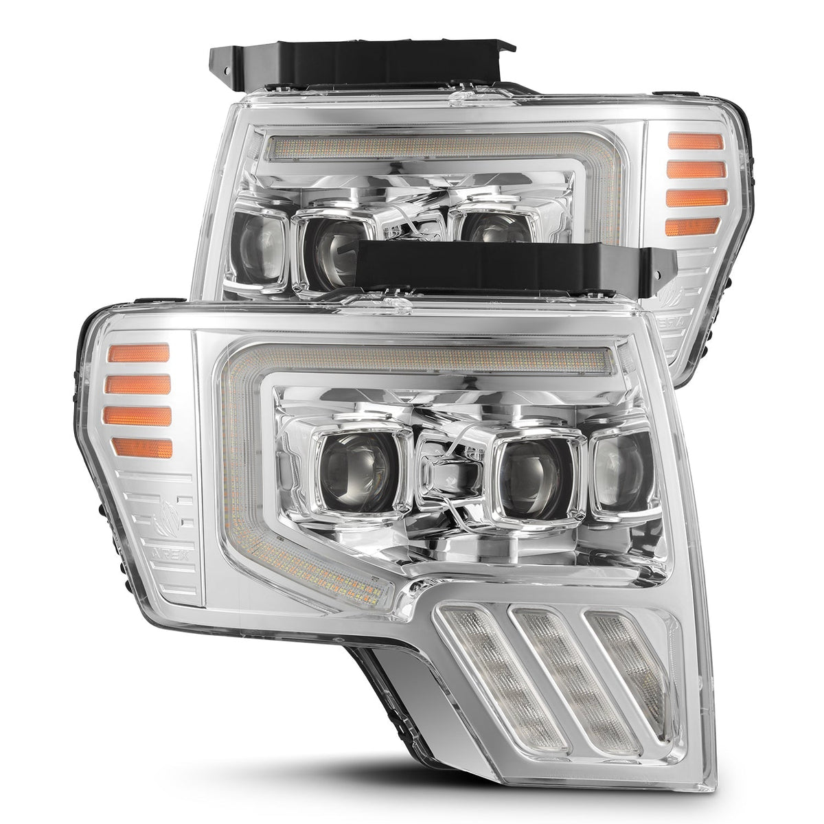 AlphaRex 09-14 Ford F-150 LUXX LED Proj Headlights Plank Style Chrome w/Activ Light/Seq Signal/DRL - 880091 for 2009-2014 For