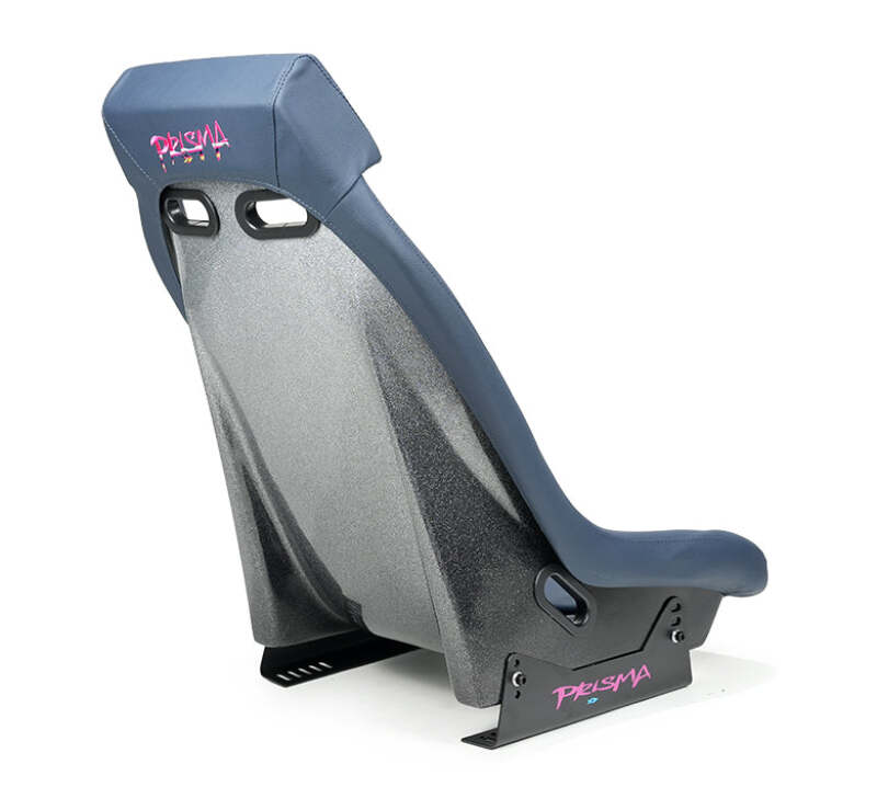 NRG GT Retro Bucket Seat -Gunmetal PVC Leather Gunmetal Stitching Multicolor Fiberglass Back Glitter - PRI-150GM - close-up view