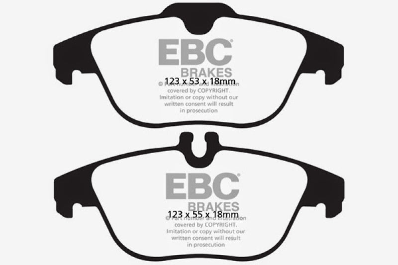 EBC 13-16 Mercedes-Benz GLK250 2.1 Twin TD Redstuff Rear Brake Pads - DP32012C for 2010-2015 Mercedes Benz GLK - front view