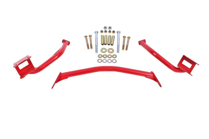 BMR 79-04 Fox Mustang Tubular Style Upper Torque Box Reinforcement Plates - Red - TBR005R for 1979-2004 Ford Mustang - front 