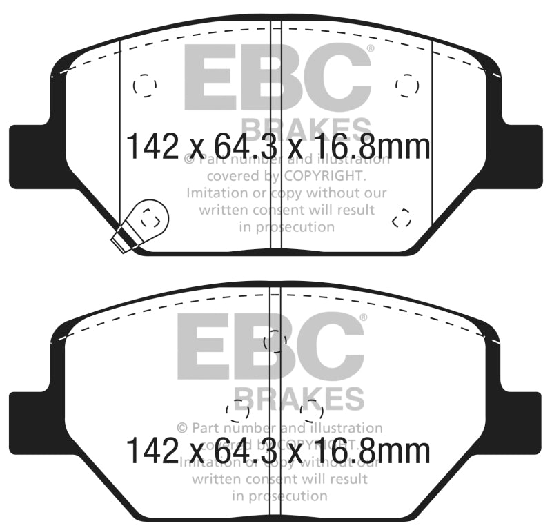 EBC 2018+ Chevrolet Equinox 1.5L Turbo (J17) Yellowstuff Front Brake Pads - DP43065R for 2015-2023 Chevrolet Camaro - front v
