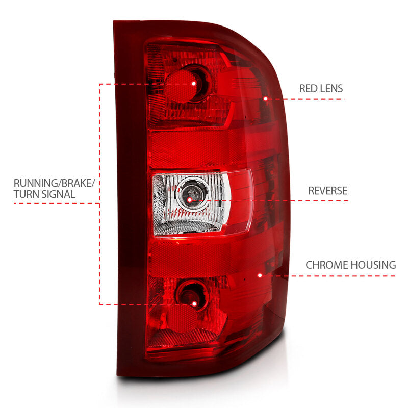 ANZO 2007-2013 Chevy Silverado Taillight Red/Clear Lens (OE Replacement) - 311303