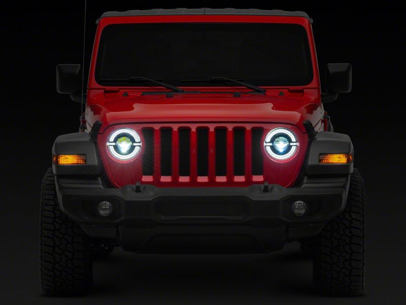Raxiom 18-23 Jeep Wrangler JL Axial Series 9-In LED Angel Eye Headlights- Blk Housing (Clear Lens) - J167045