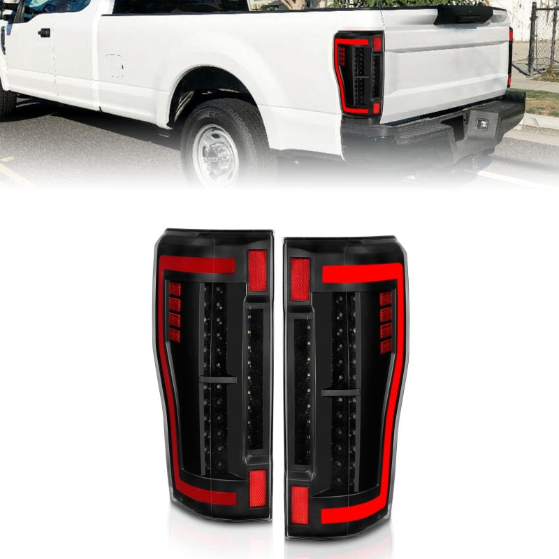 ANZO 2017+ Ford F-250 LED Taillights - Black/Clear - 311287