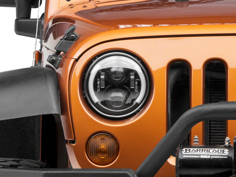 Raxiom 97-18 Jeep Wrangler TJ &amp; JK 6-LED Headlights w/ Partial Halo- Blk Housing (Clear Lens) - J135442