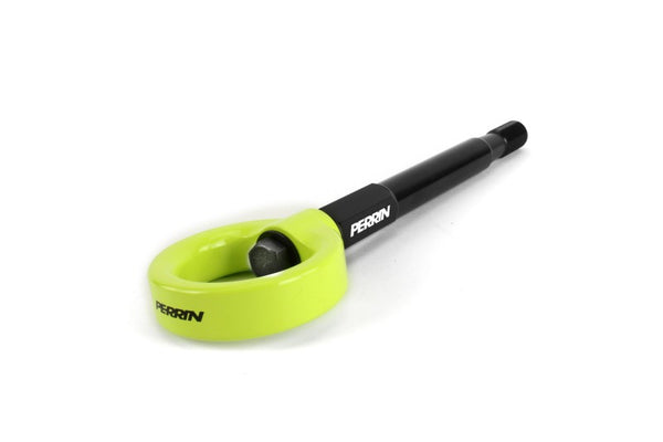 Perrin 08-14 Subaru WRX/STI Sedan Tow Hook Kit (Rear) - Neon Yellow - PSP-BDY-251NY for 2008-2021 Subaru WRX STI - front view