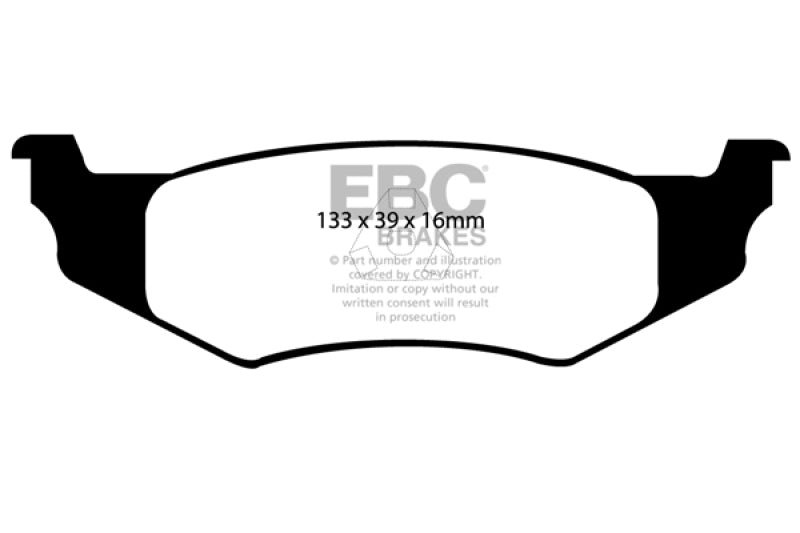 EBC 00-11 Chrysler PT Cruiser 2.4 Ultimax2 Front Brake Pads - UD841 for 2001-2010 Chrysler PT Cruiser - front view