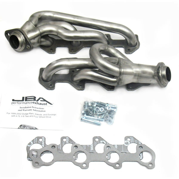 JBA 00-03 Dodge 4.7L PowerTech 1-1/2in Primary Raw 409SS Cat4Ward Header - 1949S for 2000-2003 Dodge Dakota - front view