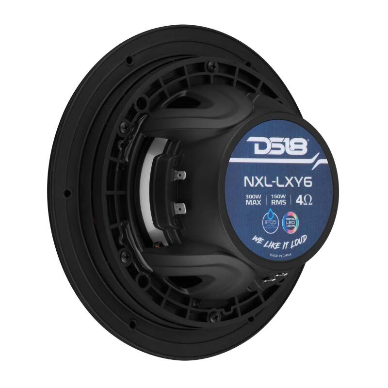 DS18 6.5in 2-Way 150 Watts RMS 4ohm Digital LED Lights Bullet Tweeter Black - NXL-LXY6/BK - angle view