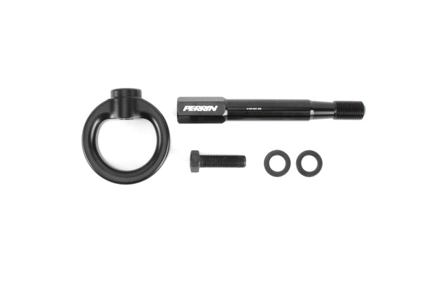 Perrin 15-19 Subaru WRX/STI Tow Hook Kit (Rear) - Black - PSP-BDY-252BK for 2015-2021 Subaru WRX STI - front view